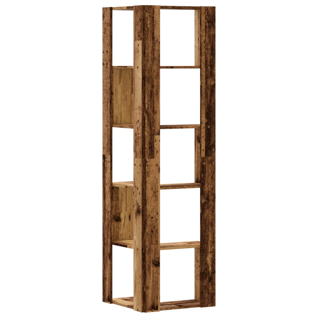 Eck-Bücherregal 5 Böden Altholz-Optik 50x50x179cm Holzwerkstoff