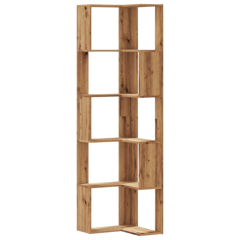 Eck-Bücherregal 5 Böden Artisan-Eiche 50x50x179cm Holzwerkstoff