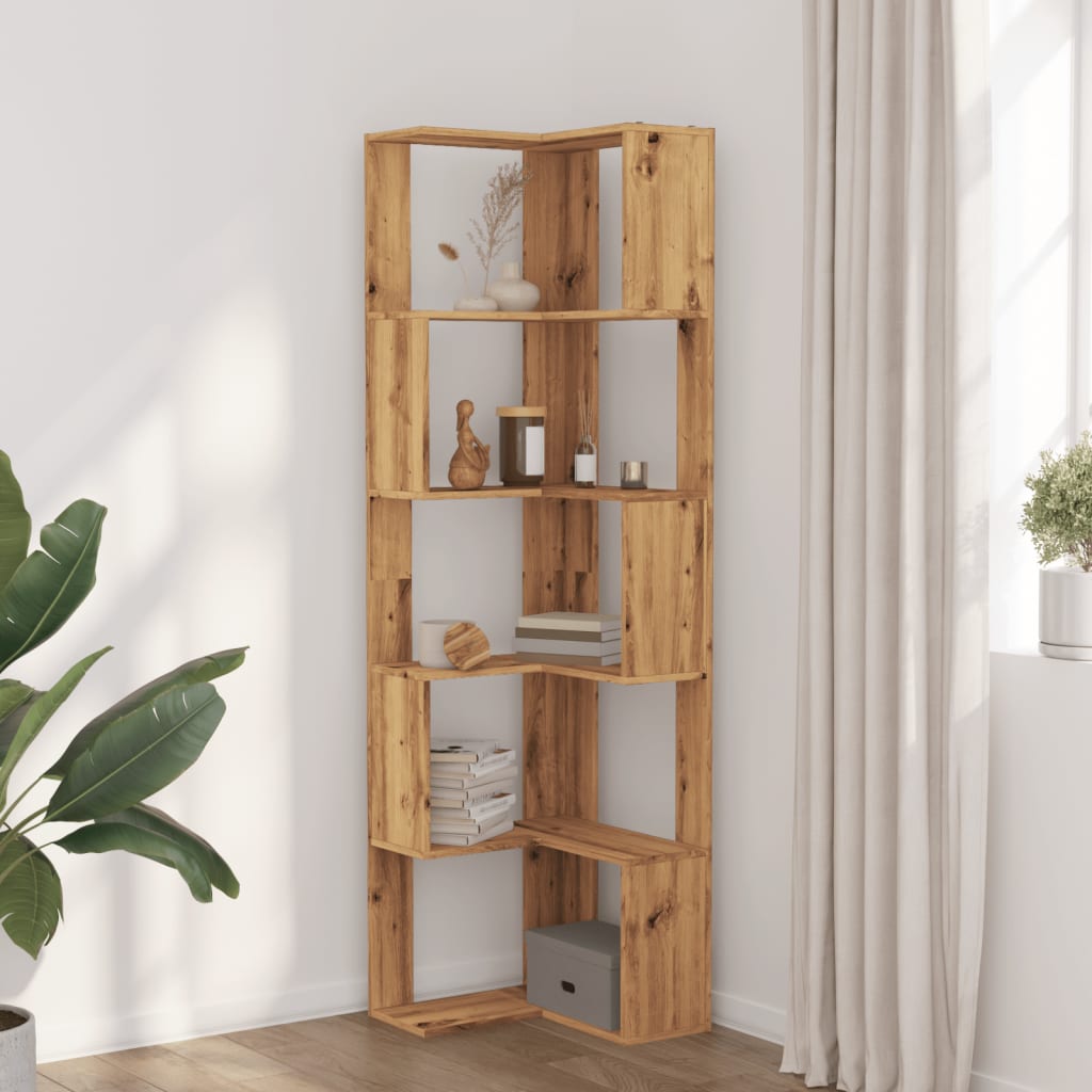 Eck-Bücherregal 5 Böden Artisan-Eiche 50x50x179cm Holzwerkstoff