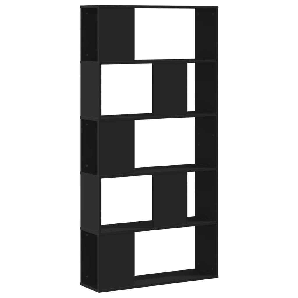 Bookcase 5 Shelves Black 80.5x23.5x162.5 cm Wood Material