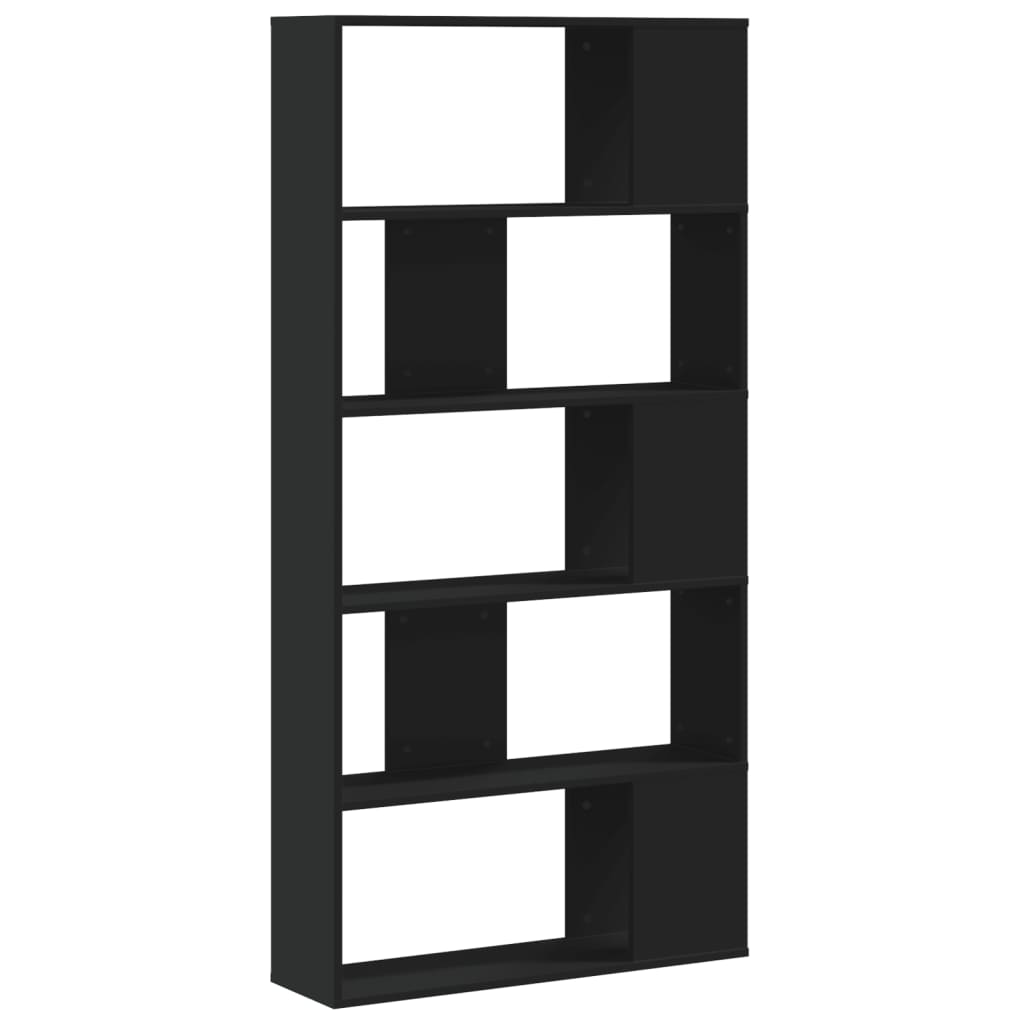 Bookcase 5 Shelves Black 80.5x23.5x162.5 cm Wood Material