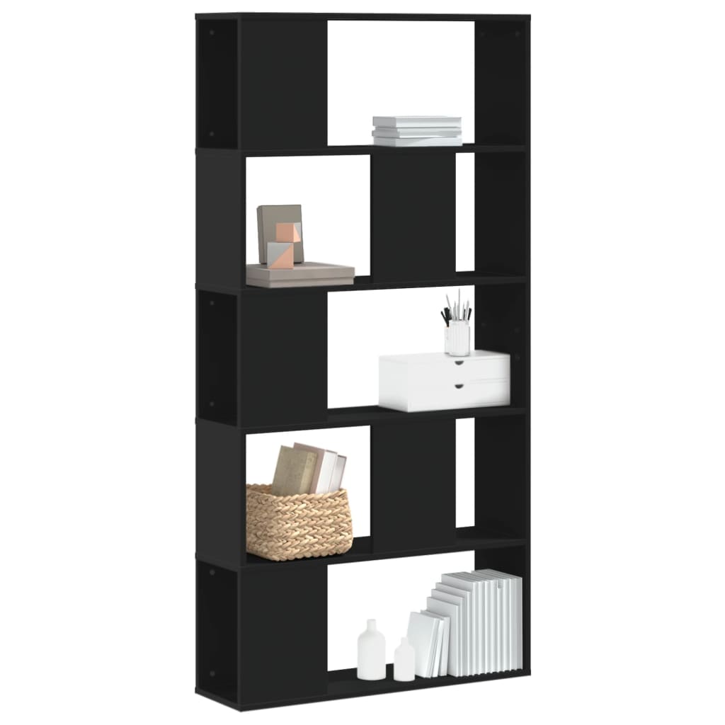 Bookcase 5 Shelves Black 80.5x23.5x162.5 cm Wood Material