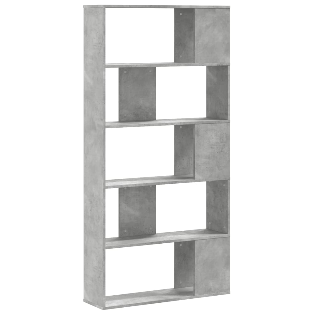 Bookcase 5 Shelves Concrete Grey 80.5x23.5x162.5 cm Wood Material