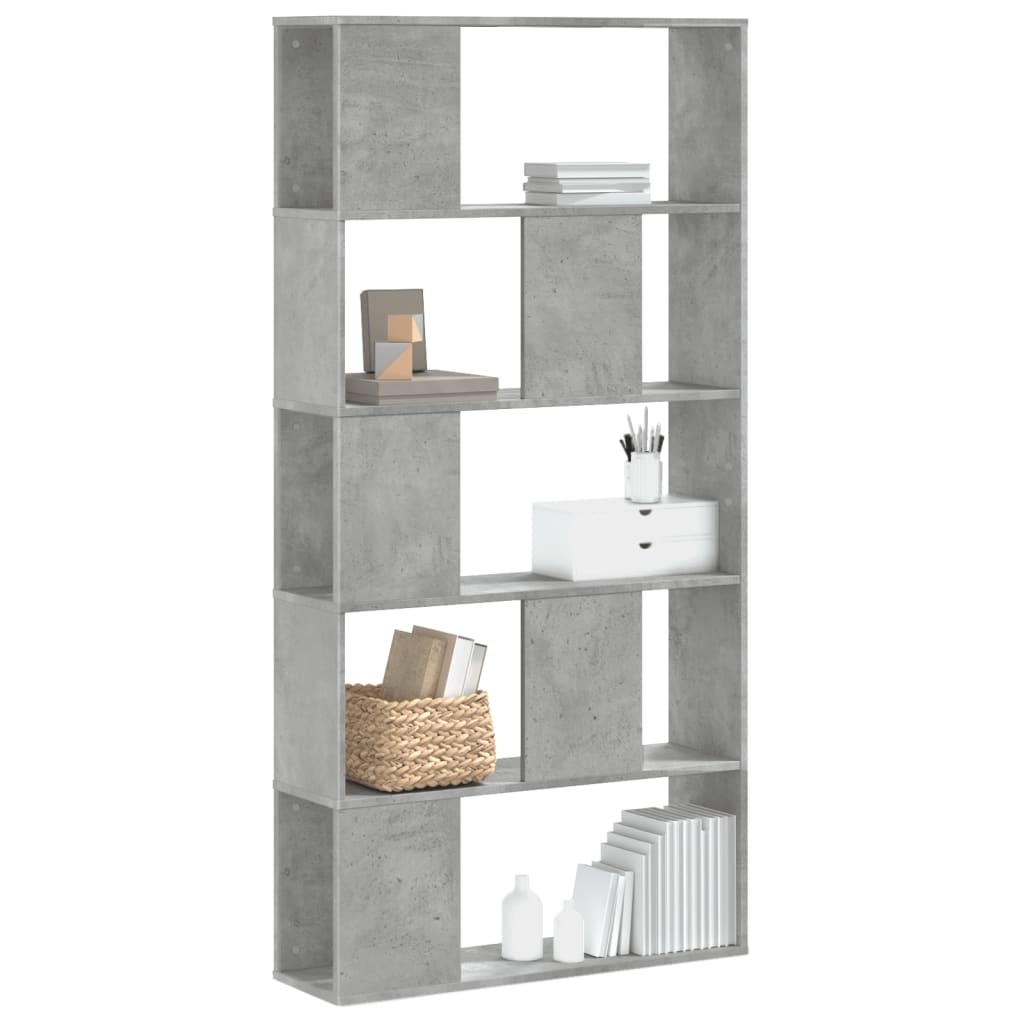 Bookcase 5 Shelves Concrete Grey 80.5x23.5x162.5 cm Wood Material