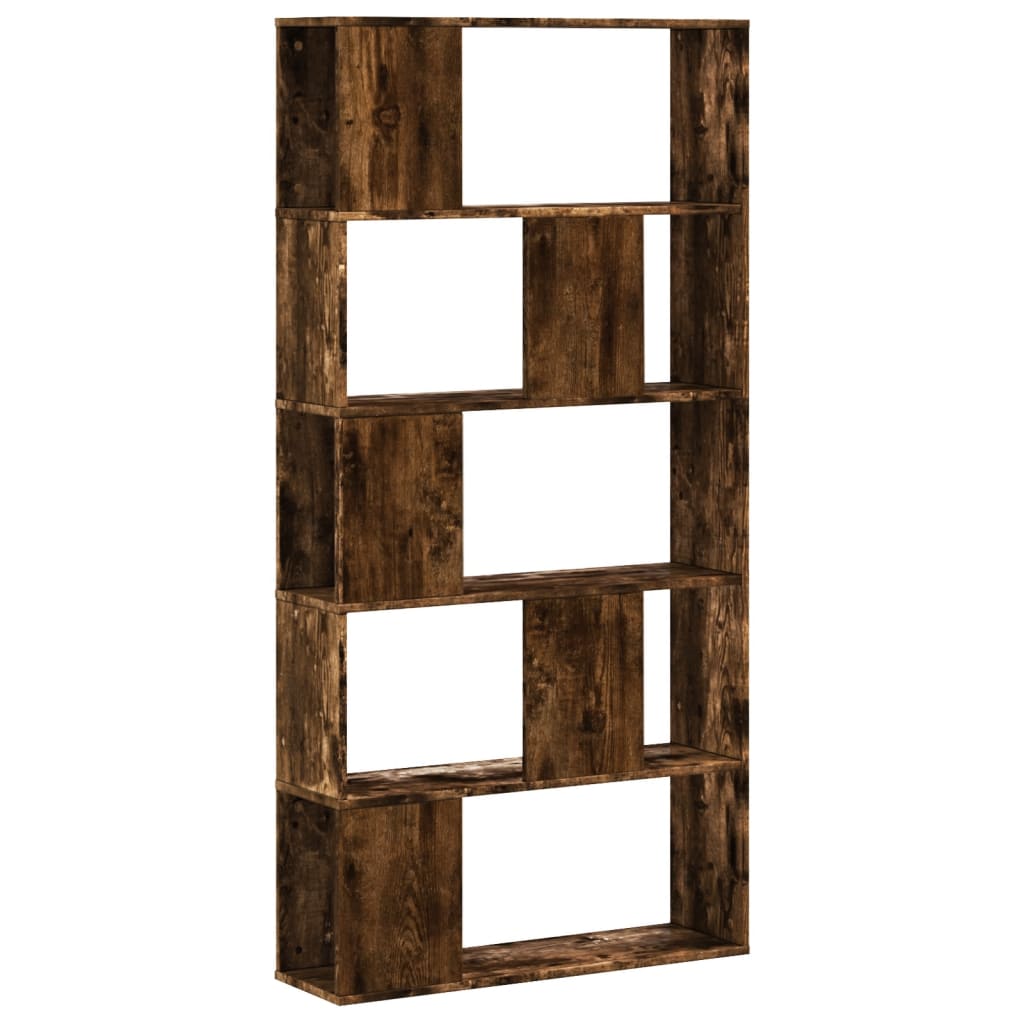 Bookcase 5 shelves smoked oak 80.5x23.5x162.5 wood material