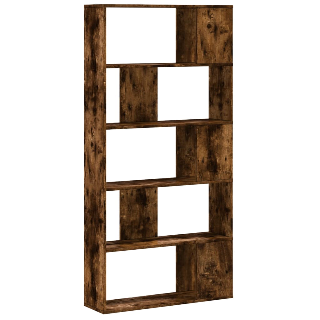 Bookcase 5 shelves smoked oak 80.5x23.5x162.5 wood material