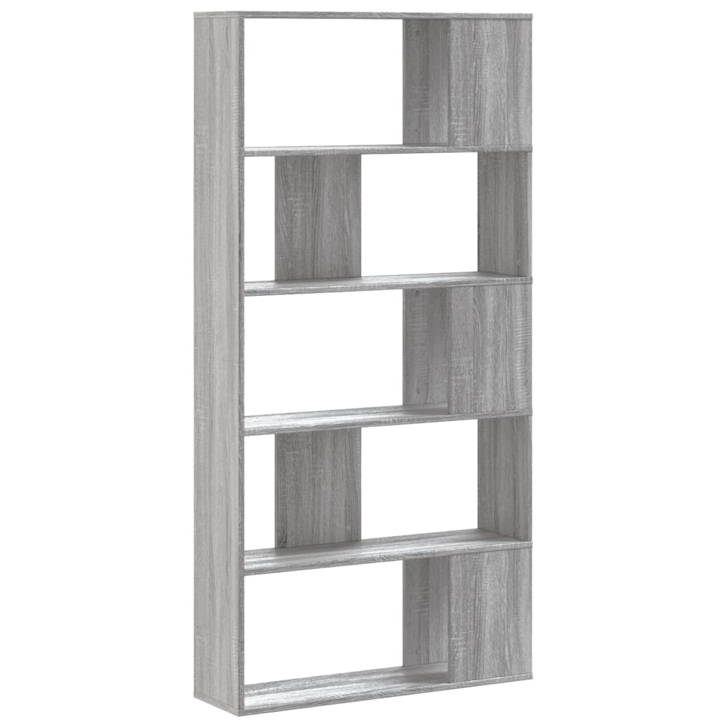 Bookcase 5 Shelves Grey Sonoma 80.5x23.5x162.5 Wood Material