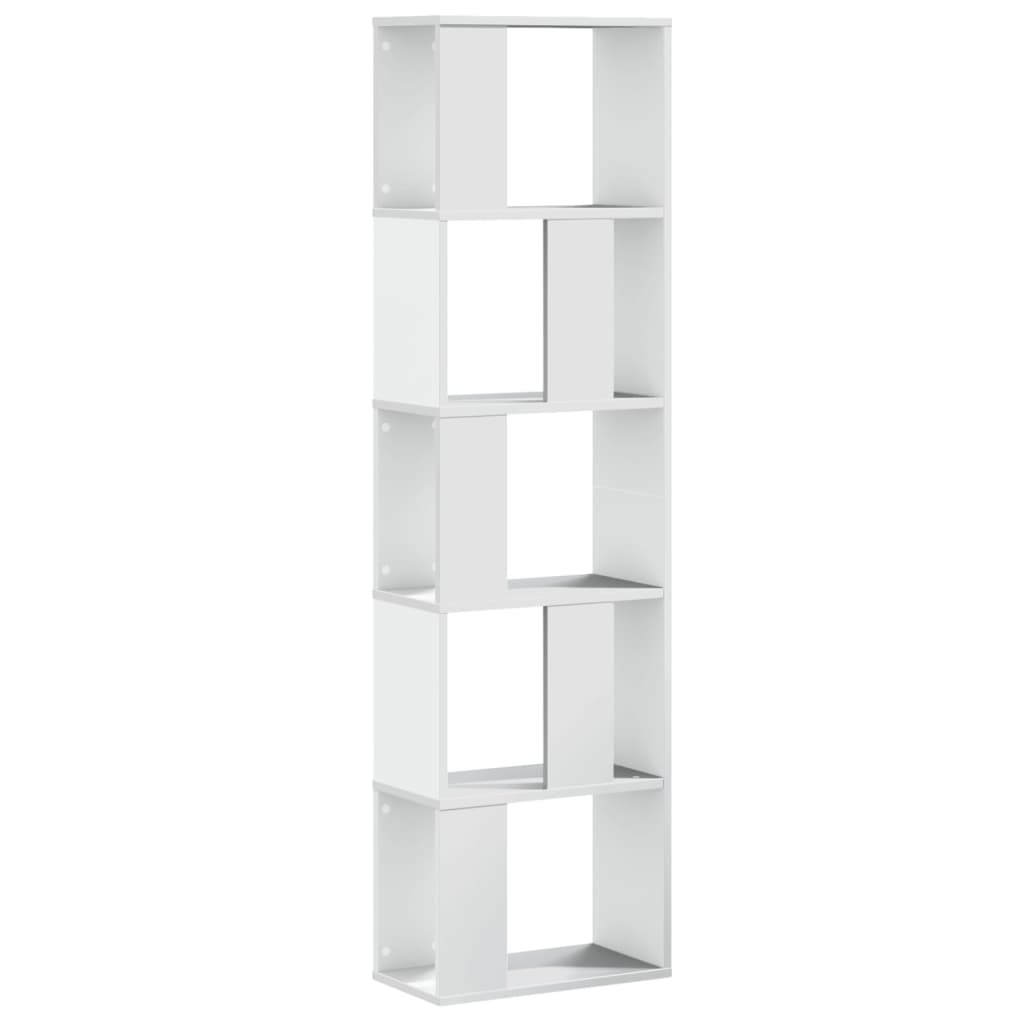 Bookcase 5 Shelves White 45x23.5x162.5 cm Wood Material