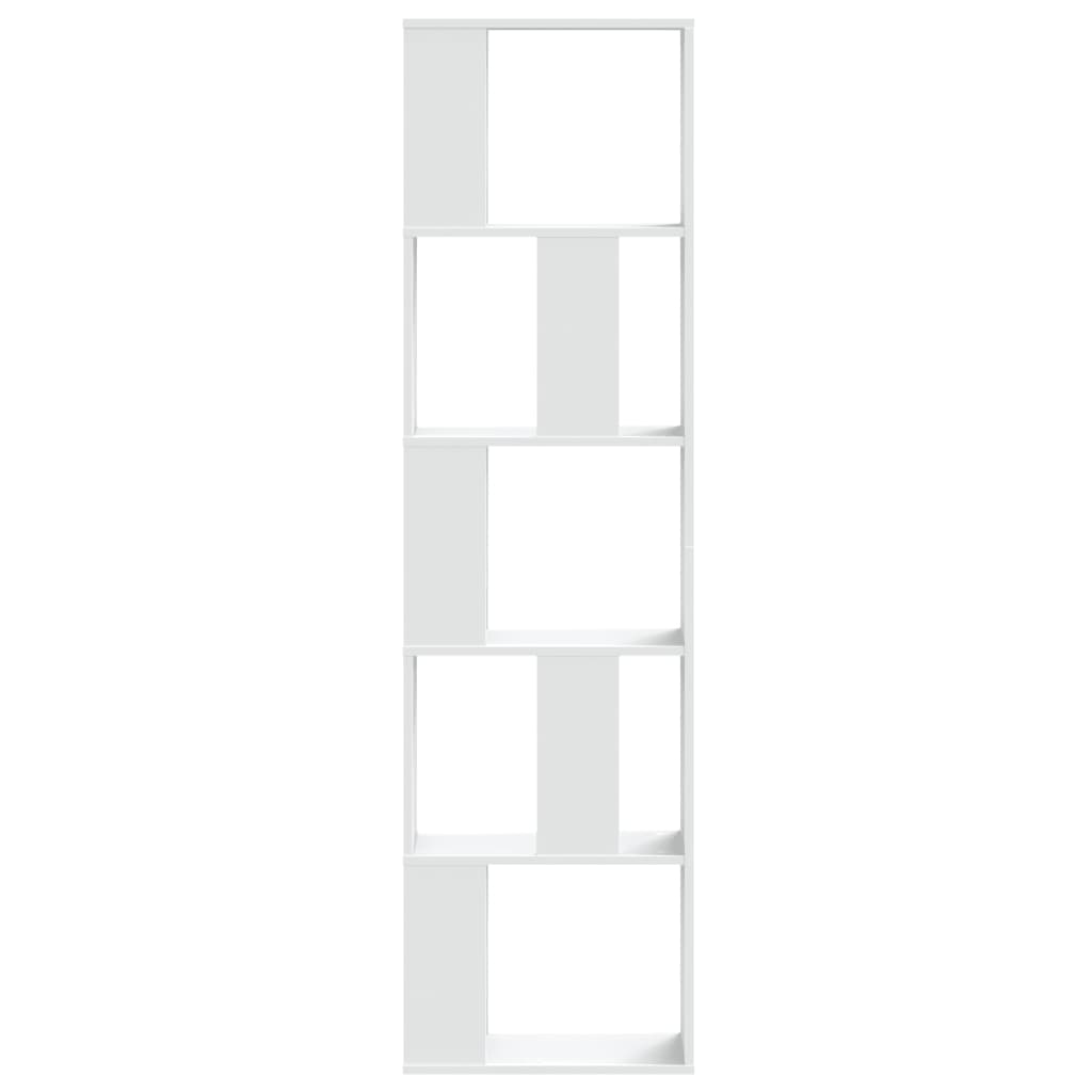 Bookcase 5 Shelves White 45x23.5x162.5 cm Wood Material