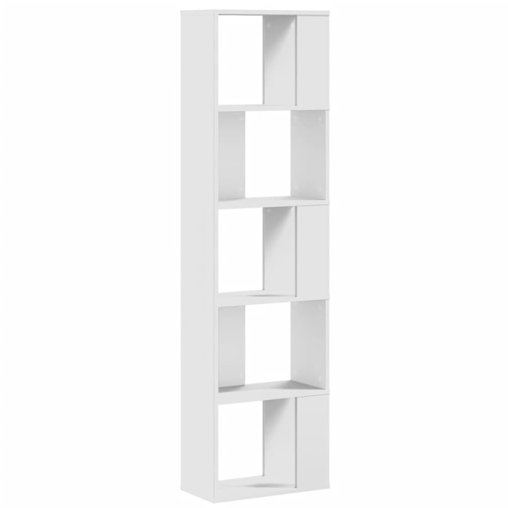 Bookcase 5 Shelves White 45x23.5x162.5 cm Wood Material