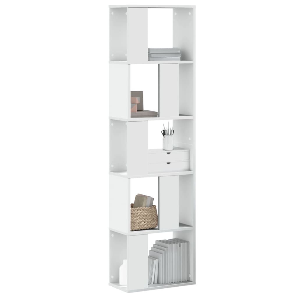 Bookcase 5 Shelves White 45x23.5x162.5 cm Wood Material