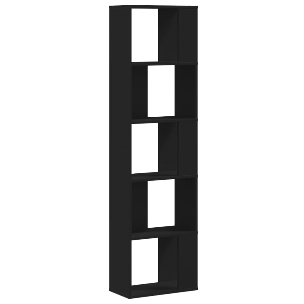 Bookcase 5 Shelves Black 45x23.5x162.5 cm Wood Material