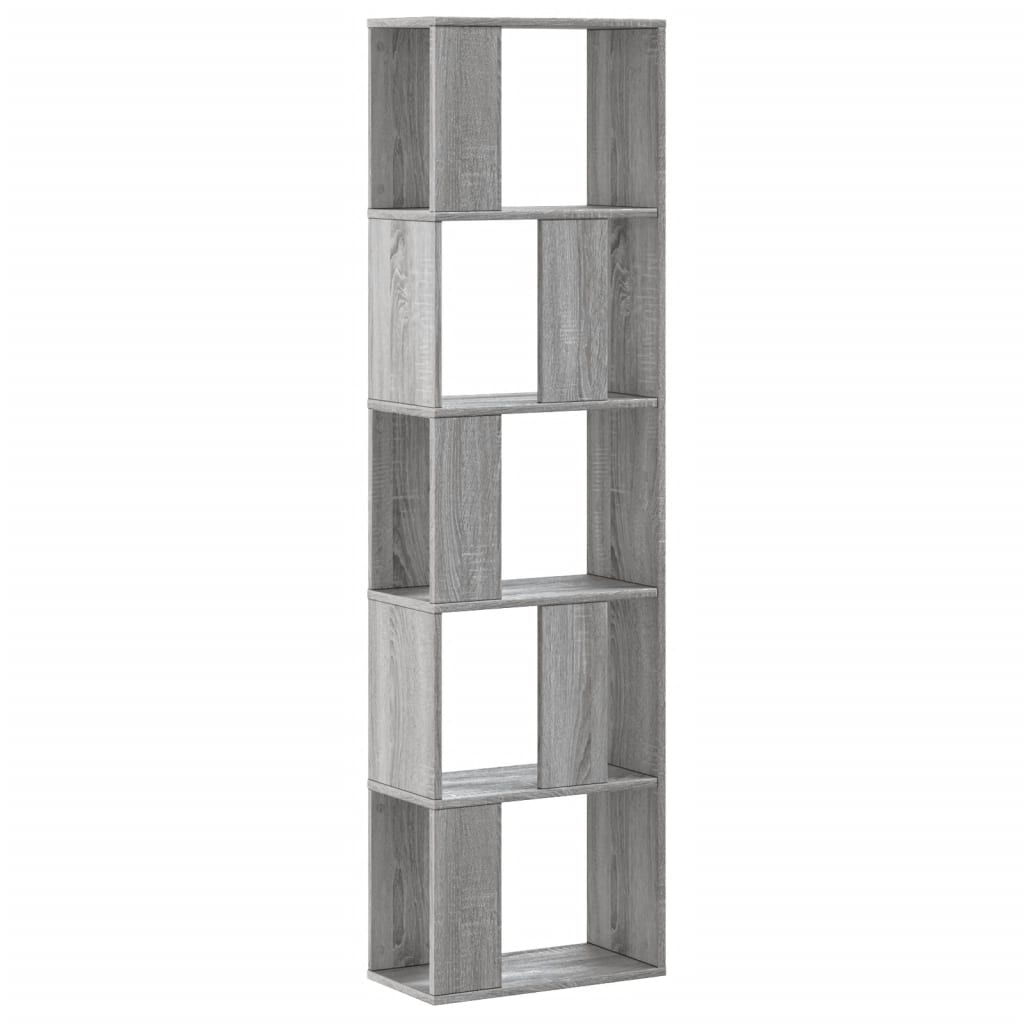 Bookcase 5 Shelves Grey Sonoma 45x23.5x162.5 cm Wood Material