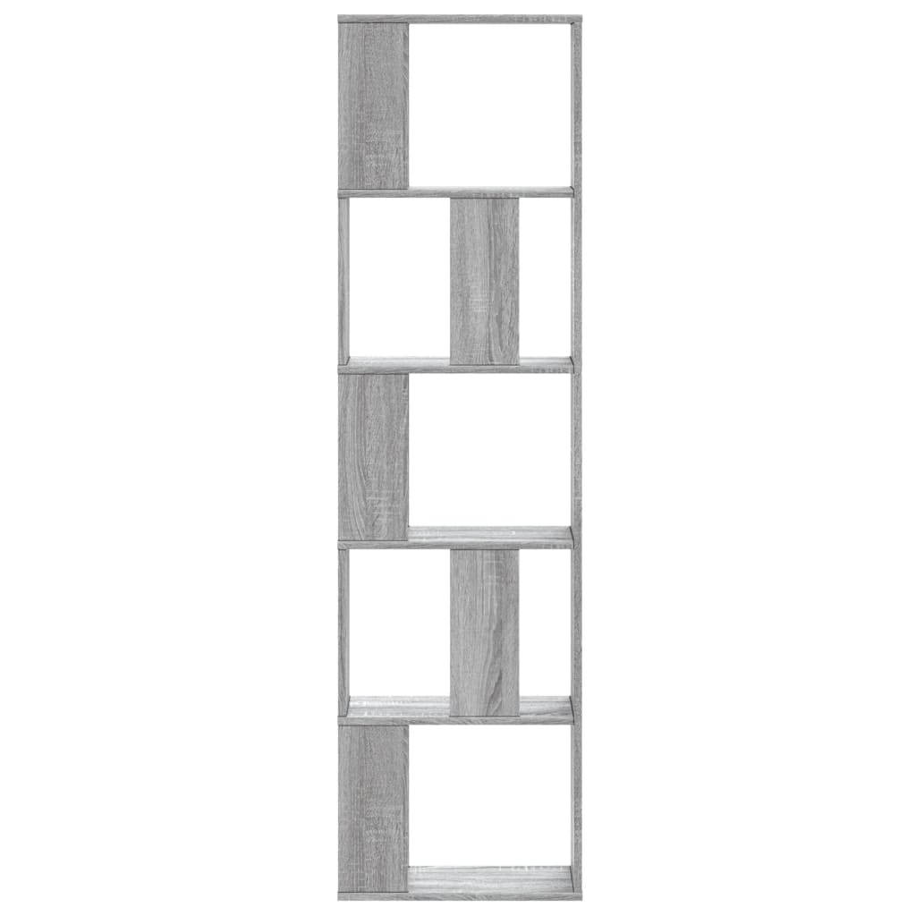 Bookcase 5 Shelves Grey Sonoma 45x23.5x162.5 cm Wood Material