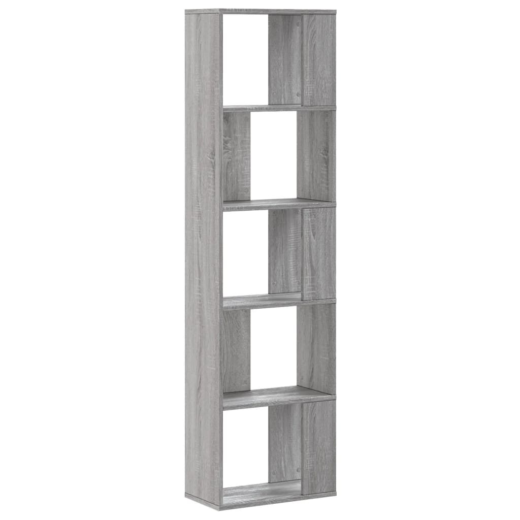 Bookcase 5 Shelves Grey Sonoma 45x23.5x162.5 cm Wood Material