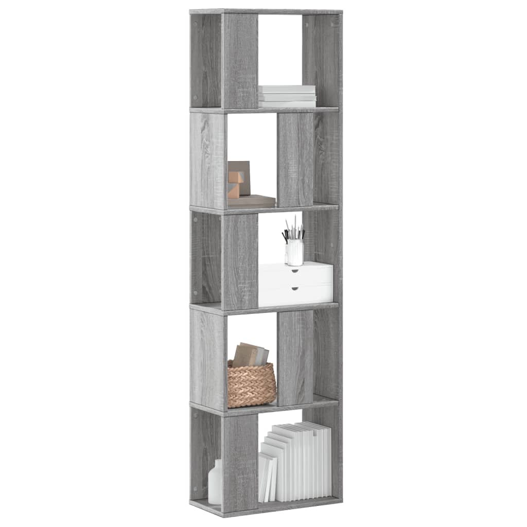 Bücherregal 5 Böden Grau Sonoma 45x23,5x162,5 cm Holzwerkstoff