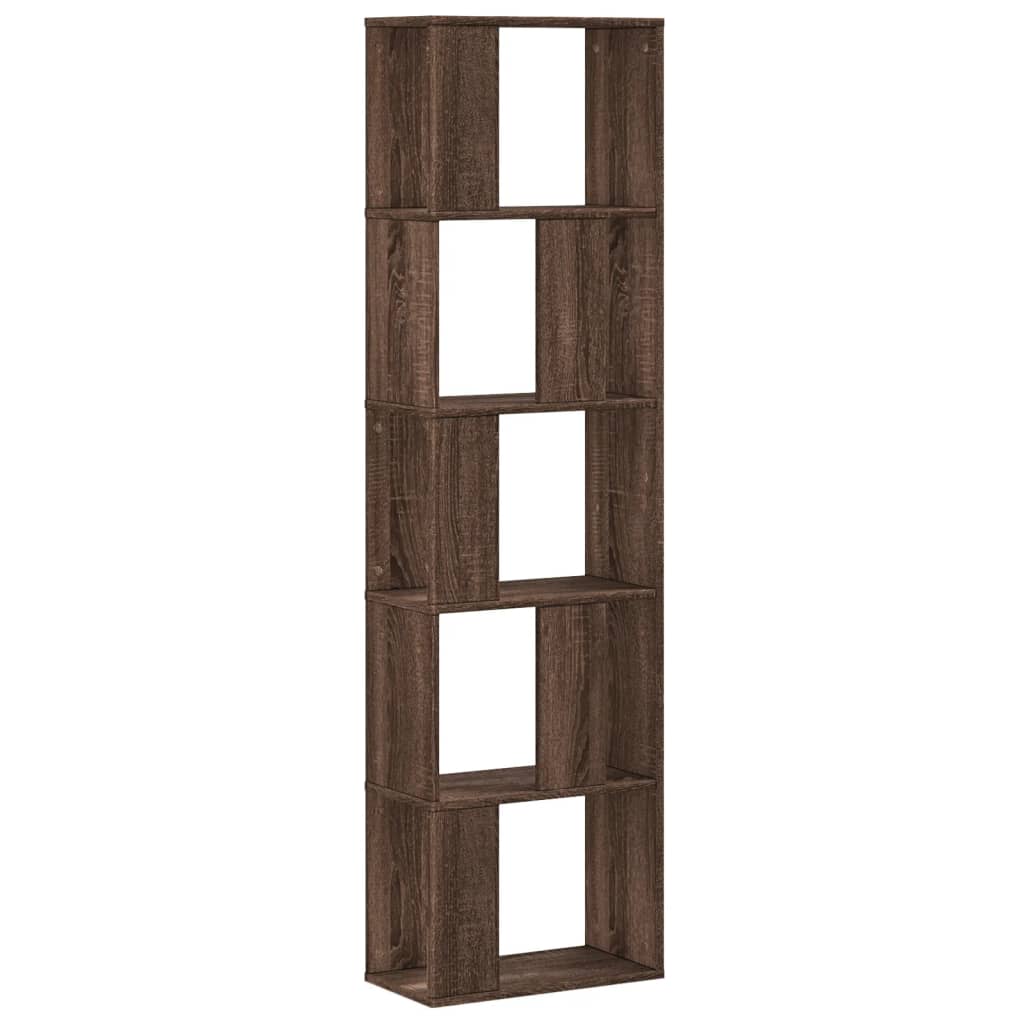 Bookcase 5 Shelves Brown Oak Look 45x23.5x162.5 cm