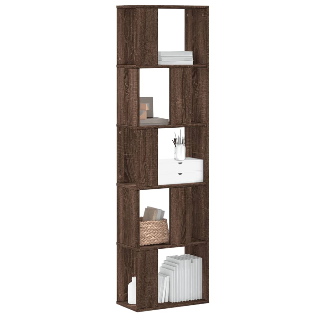 Bookcase 5 Shelves Brown Oak Look 45x23.5x162.5 cm