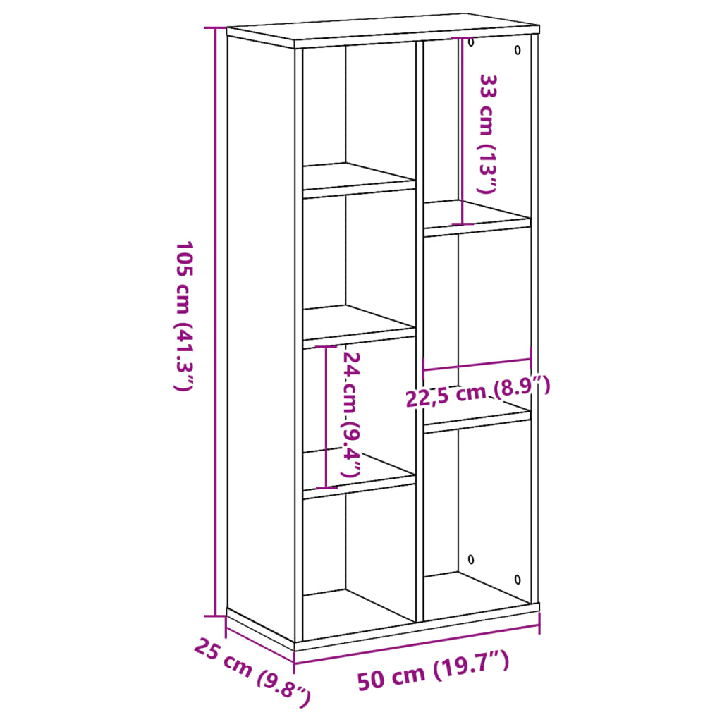 Bookshelf Black 50x25x105 cm Wood Material