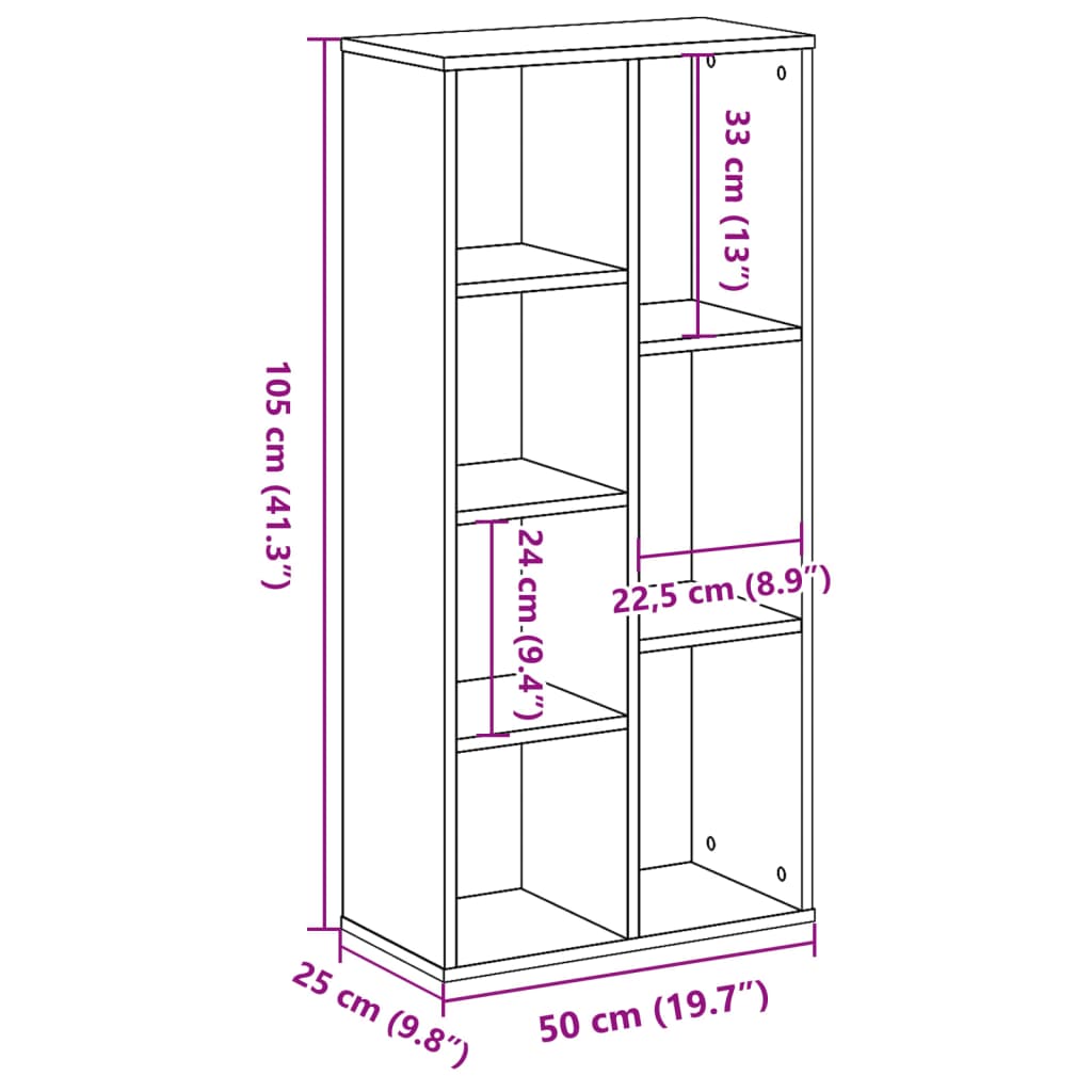 Bookshelf Brown Oak Look 50x25x105 cm Wood Material