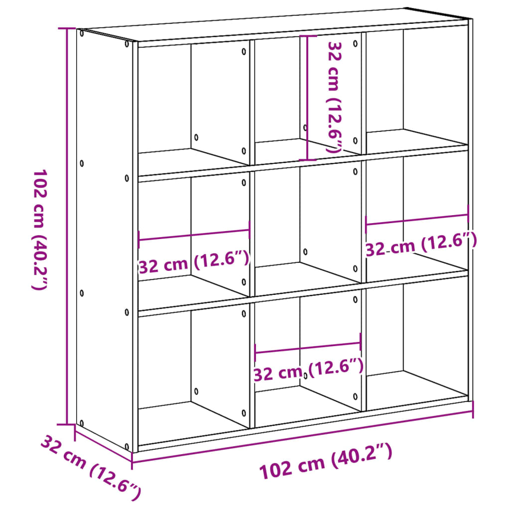 Bookshelf Sonoma Oak 102x32x102 cm Wood Material