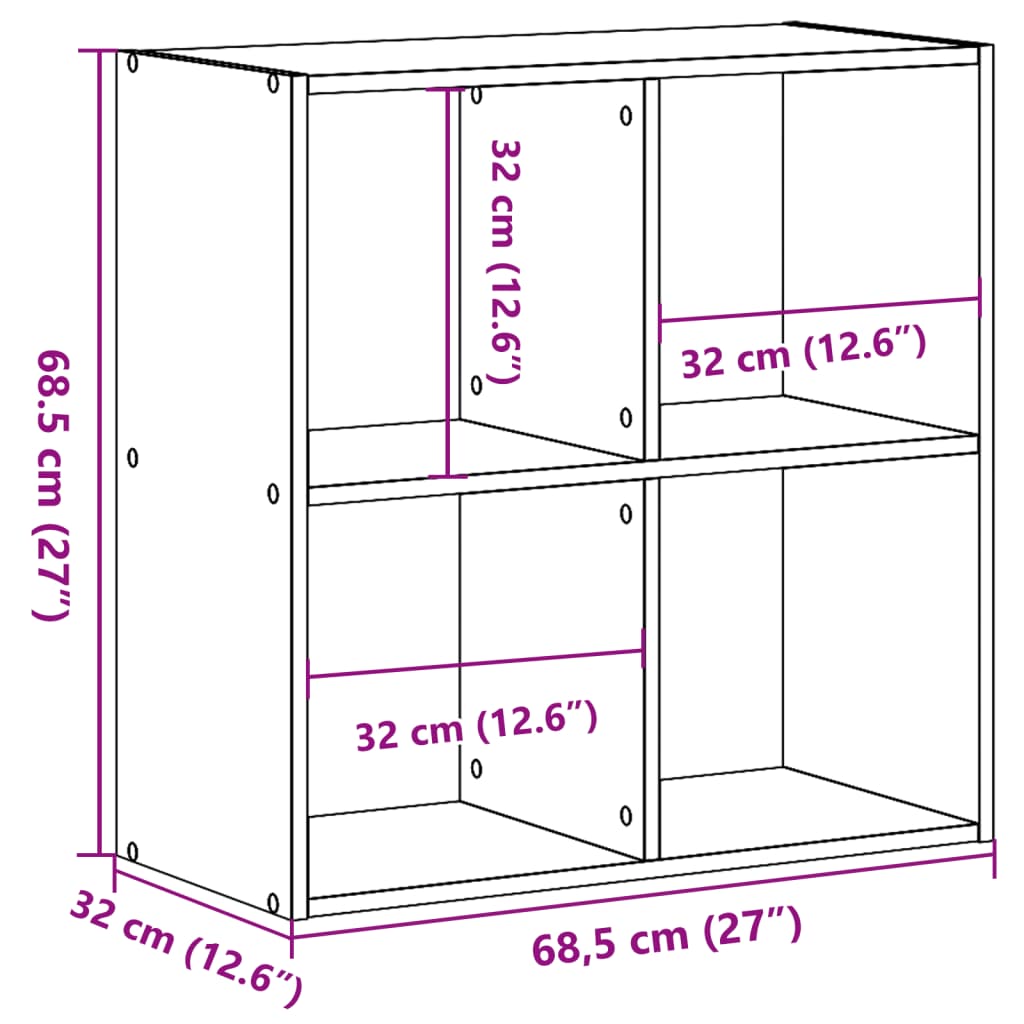 Bookshelf White 68.5x32x68.5 cm Wood Material