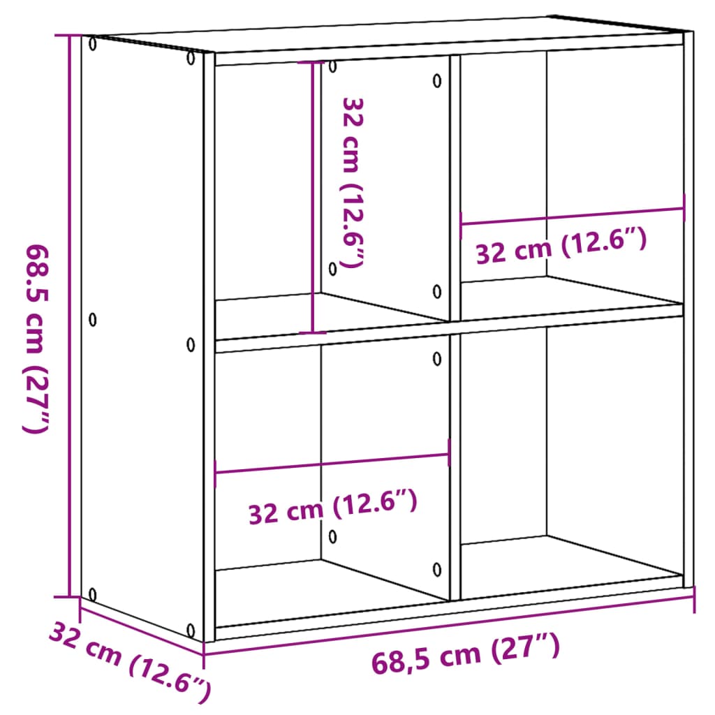 Bookshelf old wood look 68.5x32x68.5 cm wood material