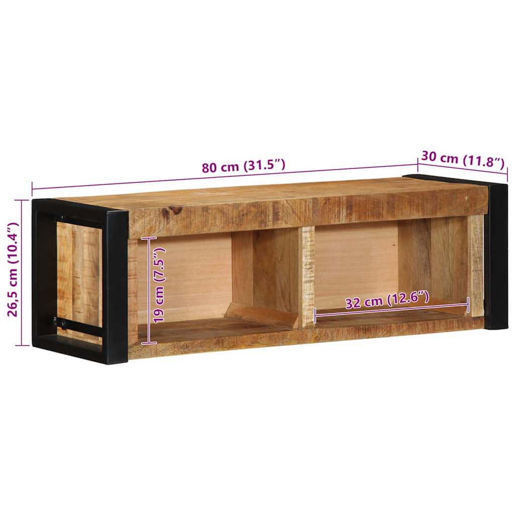 TV Cabinet 80x30x25 cm Rough Solid Mango Wood