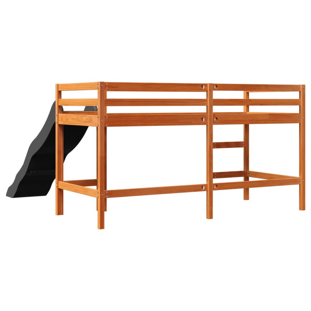 Children's loft bed without mattress brown 80x200 cm solid pine wood