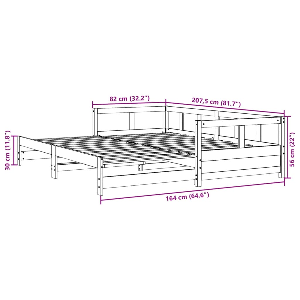 Daybed without mattress white 80x200 cm solid pine wood