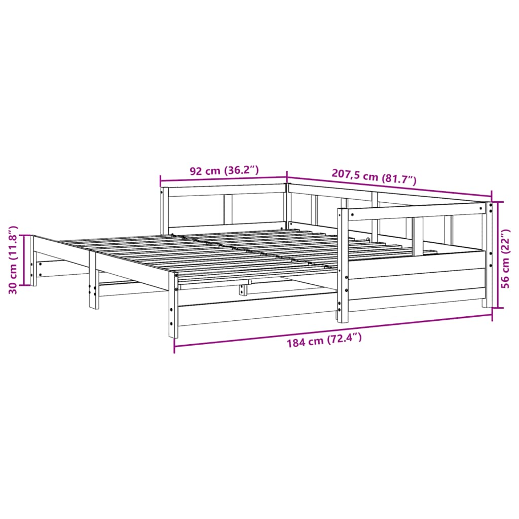 Daybed without mattress 90x200 cm solid pine wood