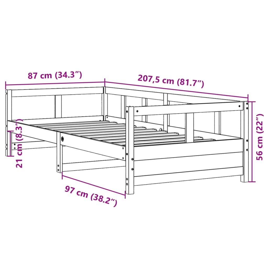 Daybed Natural 80x200 cm Solid Pine Wood