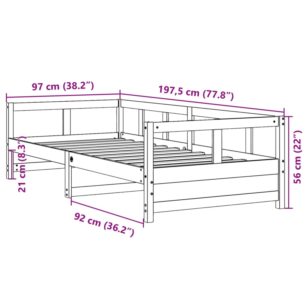 Daybed Natural 90x190 cm Solid Pine Wood