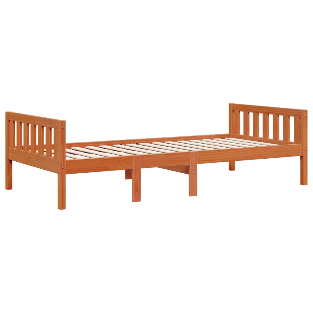 Children's bed without mattress wax brown 80x200 cm solid pine wood