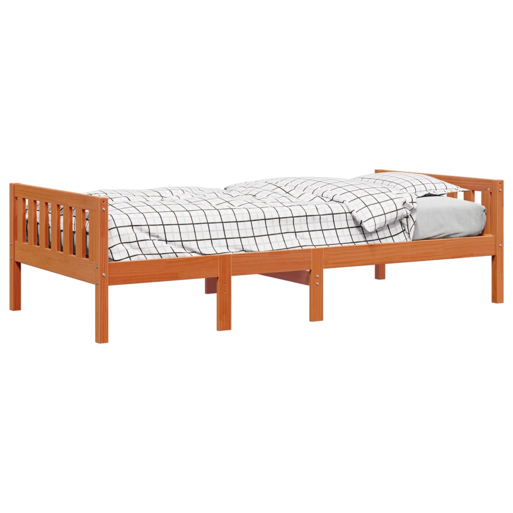 Children's bed without mattress wax brown 80x200 cm solid pine wood