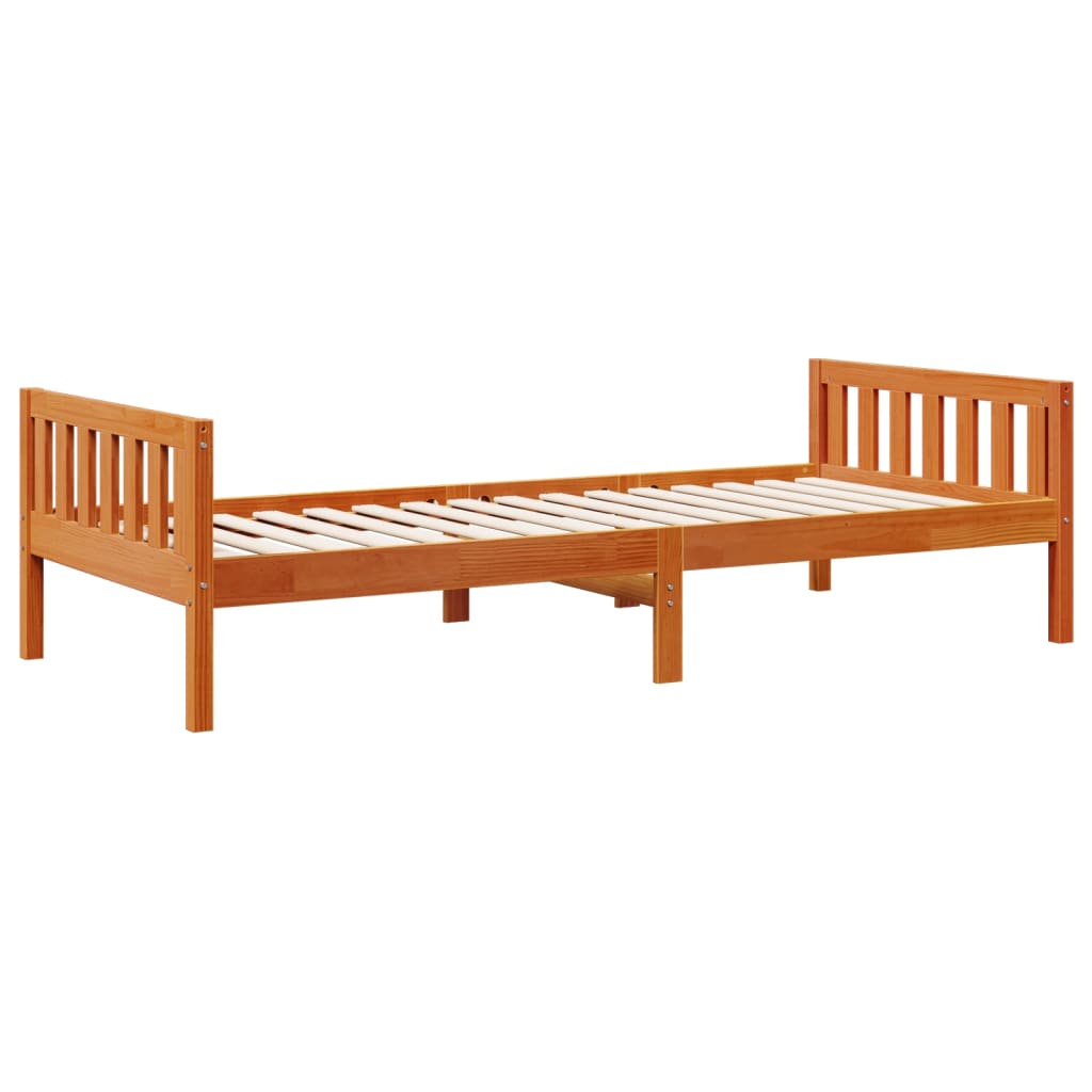 Children's bed without mattress wax brown 80x200 cm solid pine wood