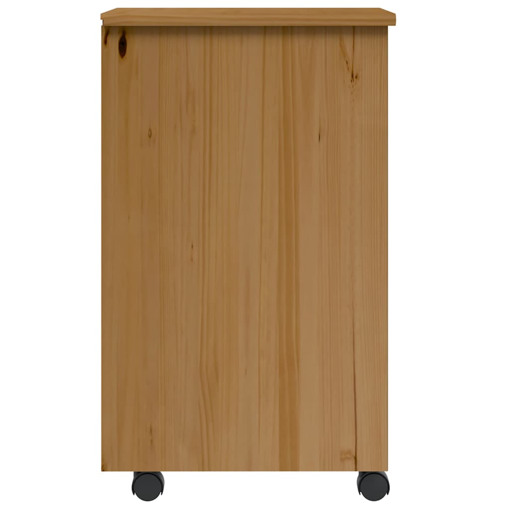 Rolling Cabinet with Drawers MOSS Honey Brown Solid Pine