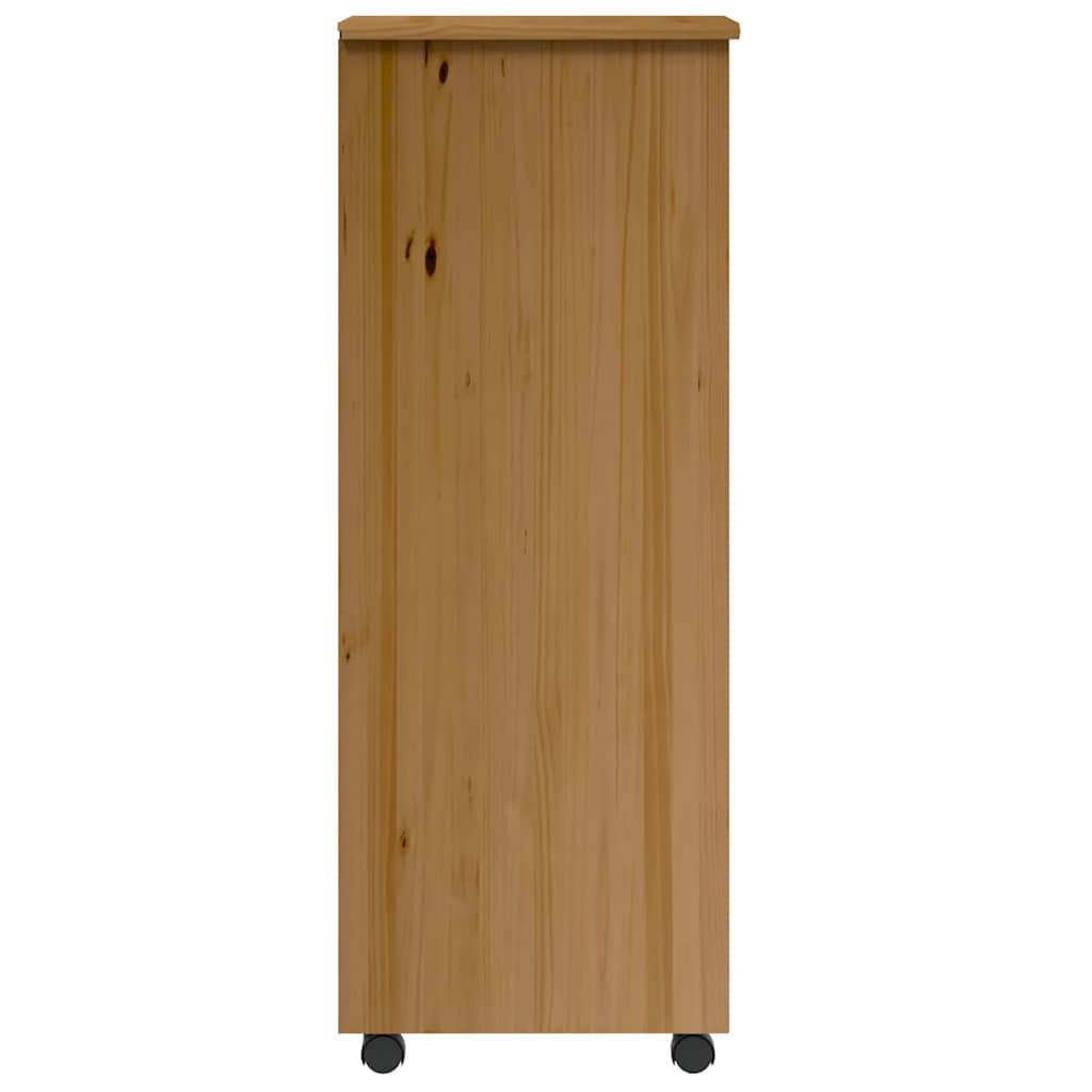 Rolling Cabinet with Drawers MOSS Honey Brown Solid Pine