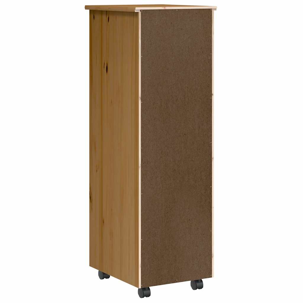 Rolling Cabinet with Drawers MOSS Honey Brown Solid Pine