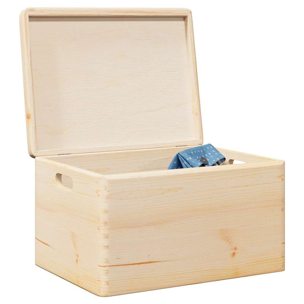 Wooden box with lid and handles 40x30x23 cm solid pine