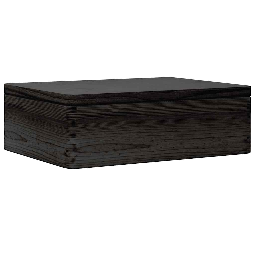 Wooden box with lid black 40x30x13 cm solid pine