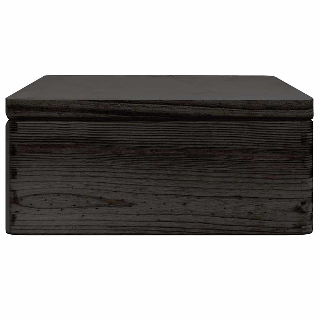 Holzkiste mit Deckel Schwarz 40x30x13 cm Massivholz Kiefer