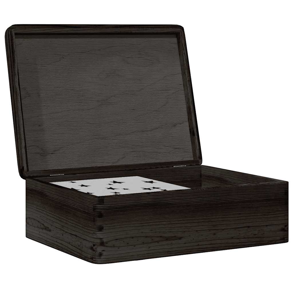 Wooden box with lid black 40x30x13 cm solid pine