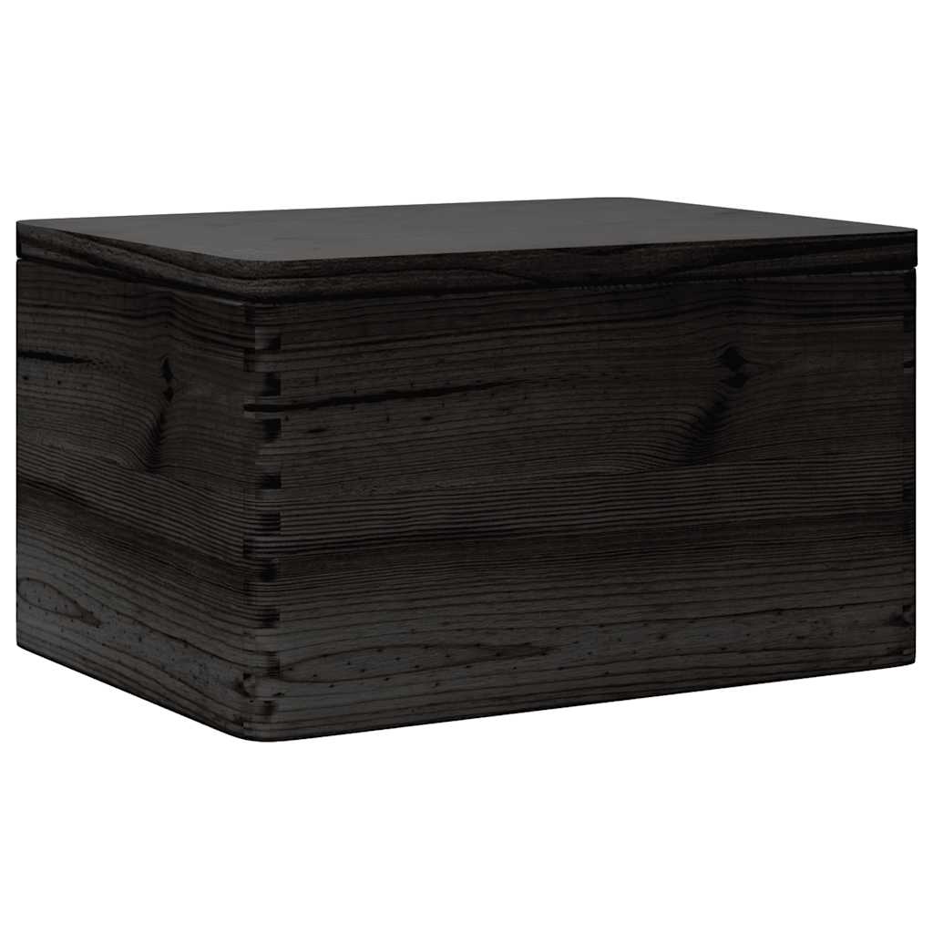 Wooden box with lid black 40x30x23 cm solid pine