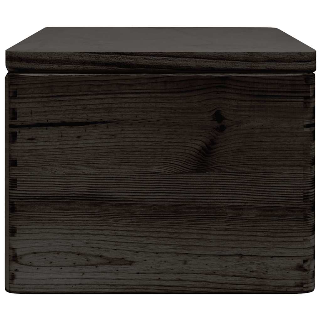 Holzkiste mit Deckel Schwarz 40x30x23 cm Massivholz Kiefer