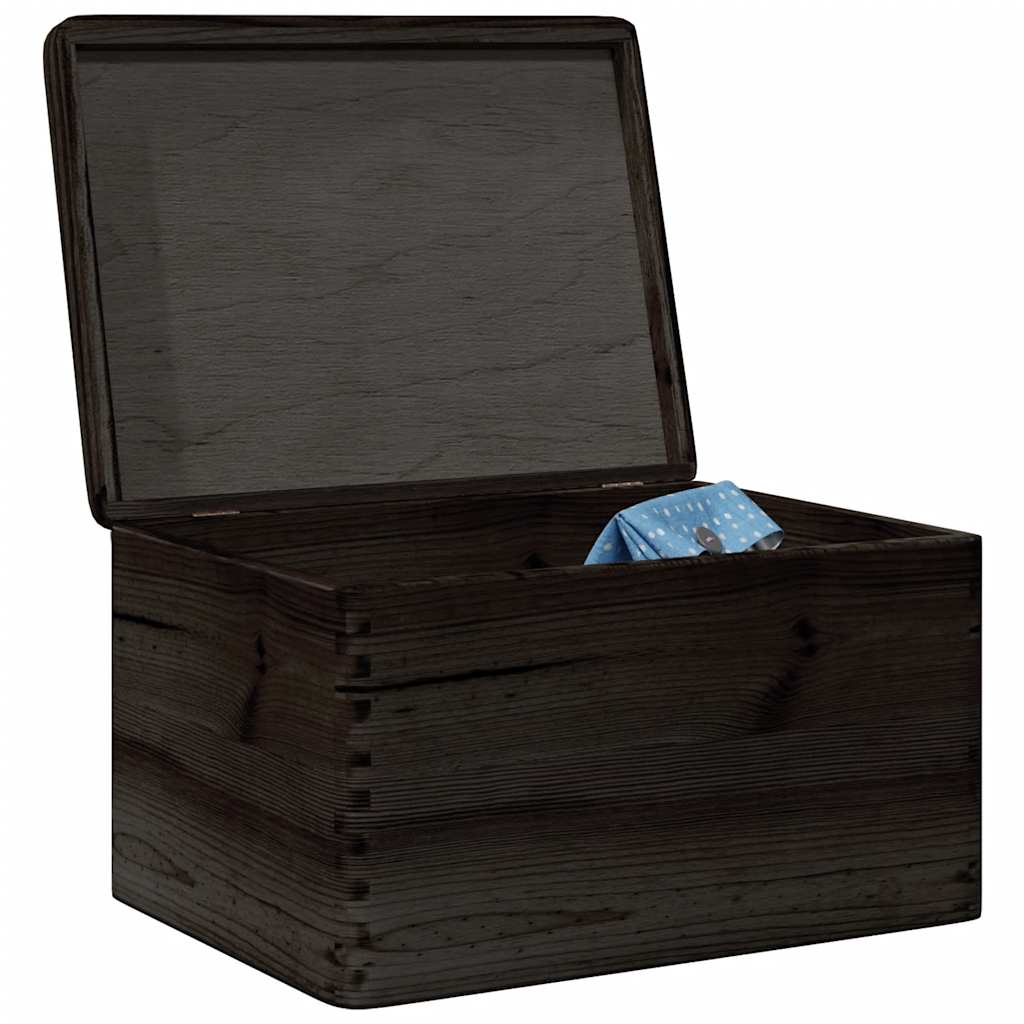 Wooden box with lid black 40x30x23 cm solid pine