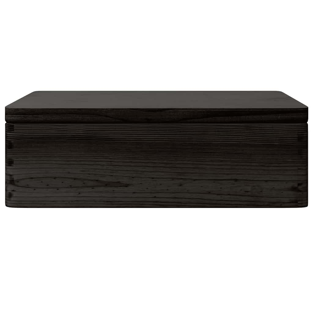 Wooden box with lid and handles Black 40x30x13 cm solid wood