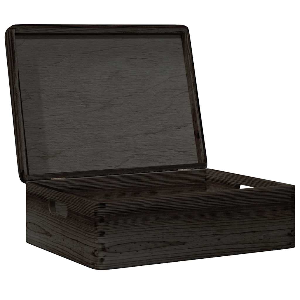 Wooden box with lid and handles Black 40x30x13 cm solid wood