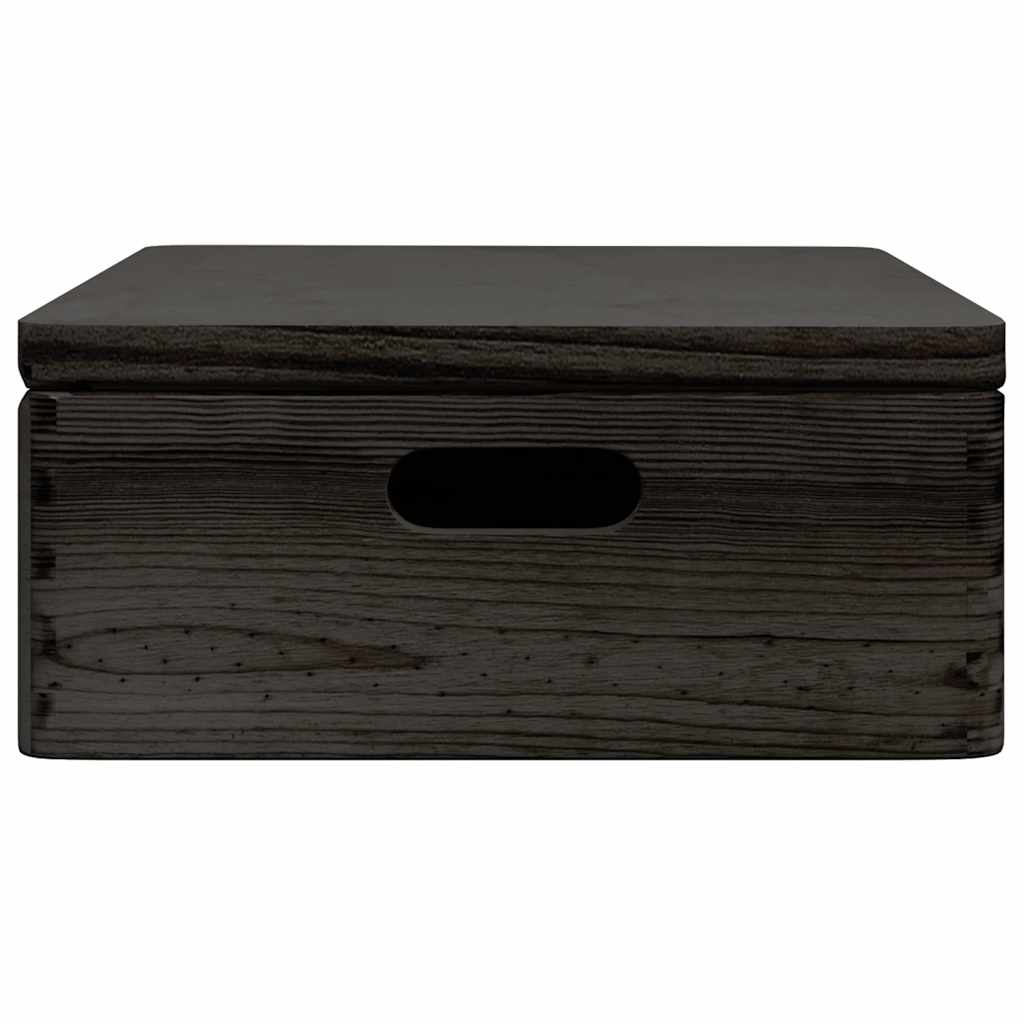 Wooden box with lid and handles Black 40x30x13 cm solid wood