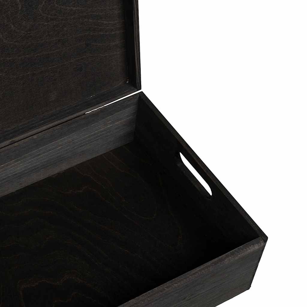 Wooden box with lid and handles Black 40x30x13 cm solid wood